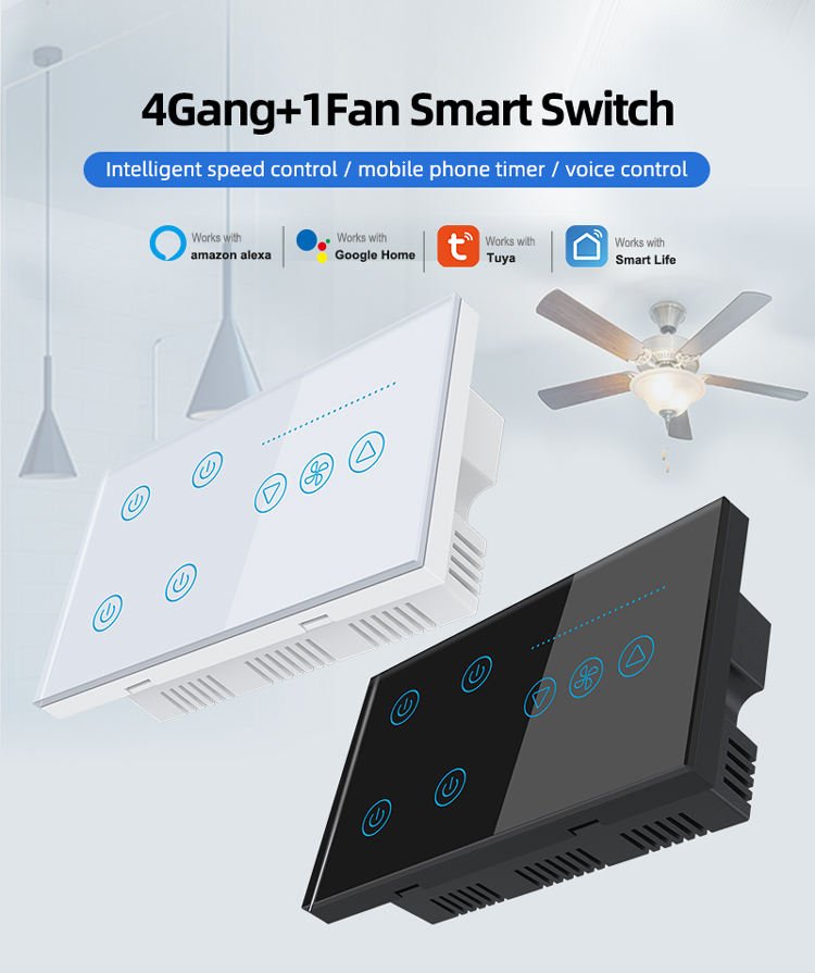 WiFi Bluetooth Tuya Smart Life Touch Smart Fan Light Switch - Image 2