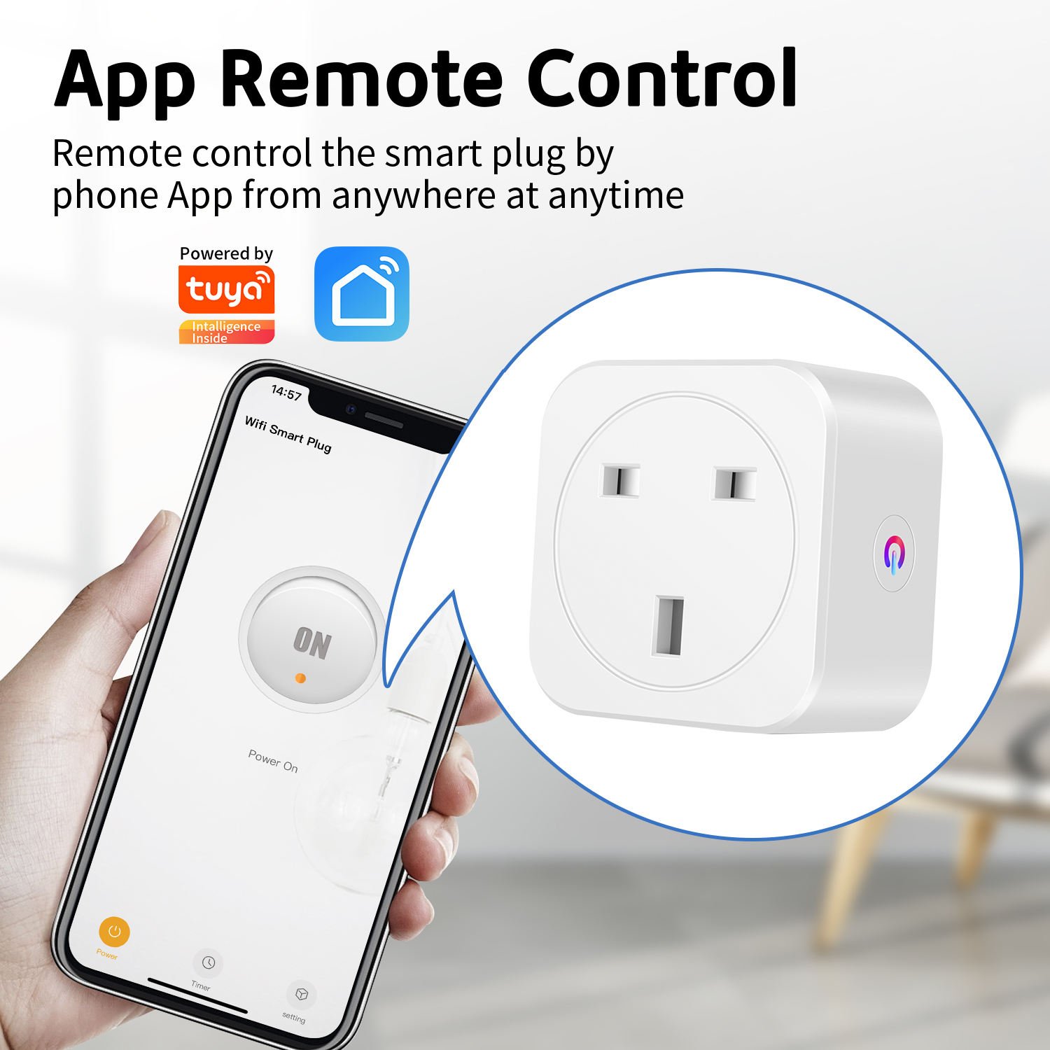 Tuya Smart Life WiFi Remote Control UK 16A Smart Plug - Image 2
