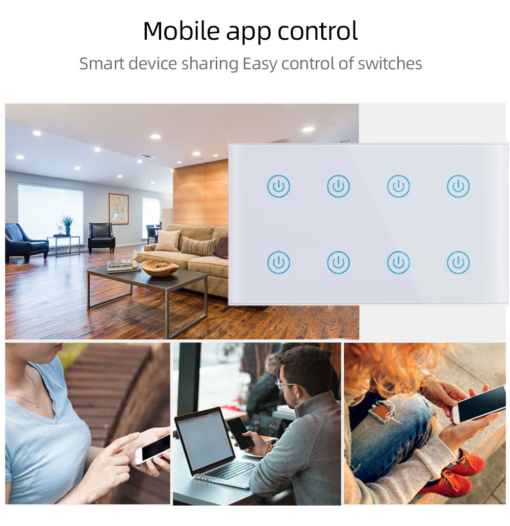 WiFi Bluetooth Tuya Smart Life Touch 8 Gang Smart Wall Switch - Image 5