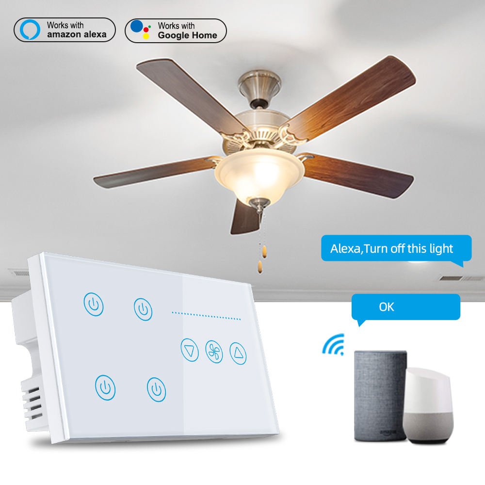 WiFi Bluetooth Tuya Smart Life Touch Smart Fan Light Switch - Image 6