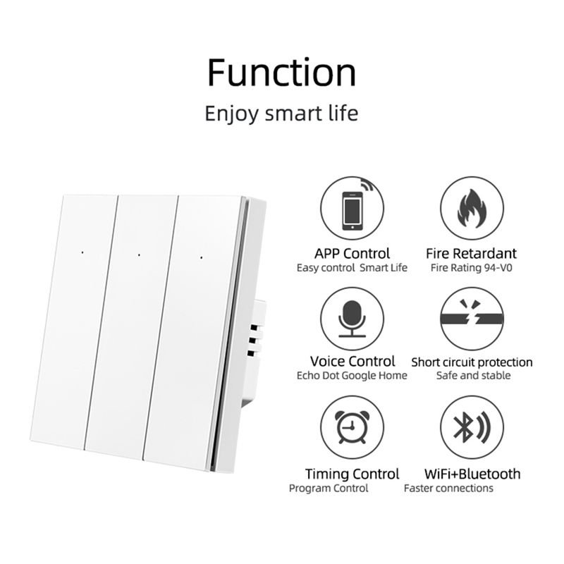 WiFi Bluetooth Tuya Smart Life Button Smart Switch - Image 3