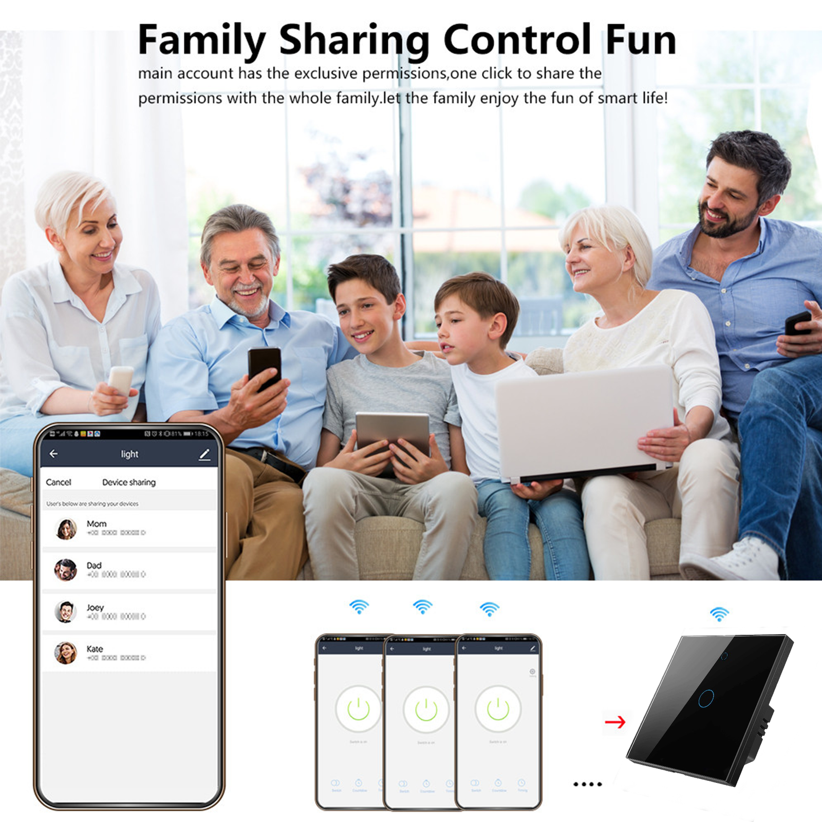 WiFi Bluetooth RF433 Tuya Smart Life Touch Smart Wall Switch - Image 5