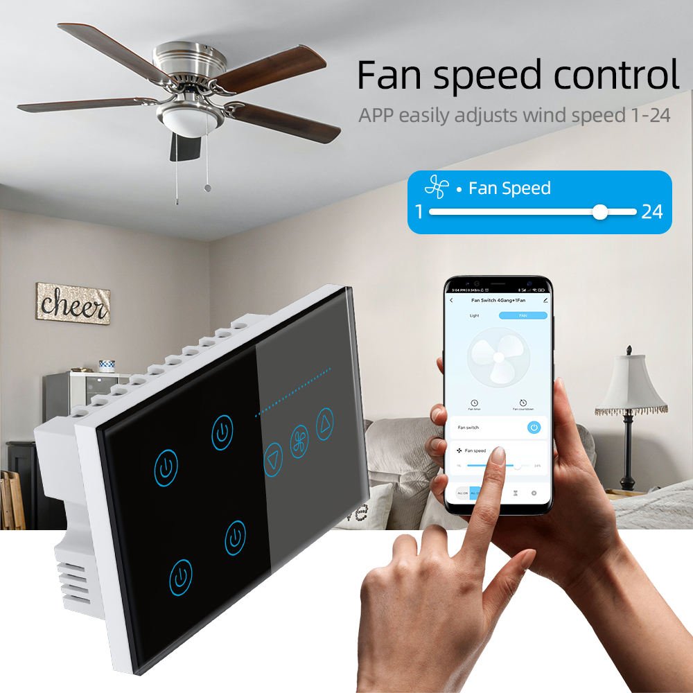 WiFi Bluetooth Tuya Smart Life Touch Smart Fan Light Switch - Image 7