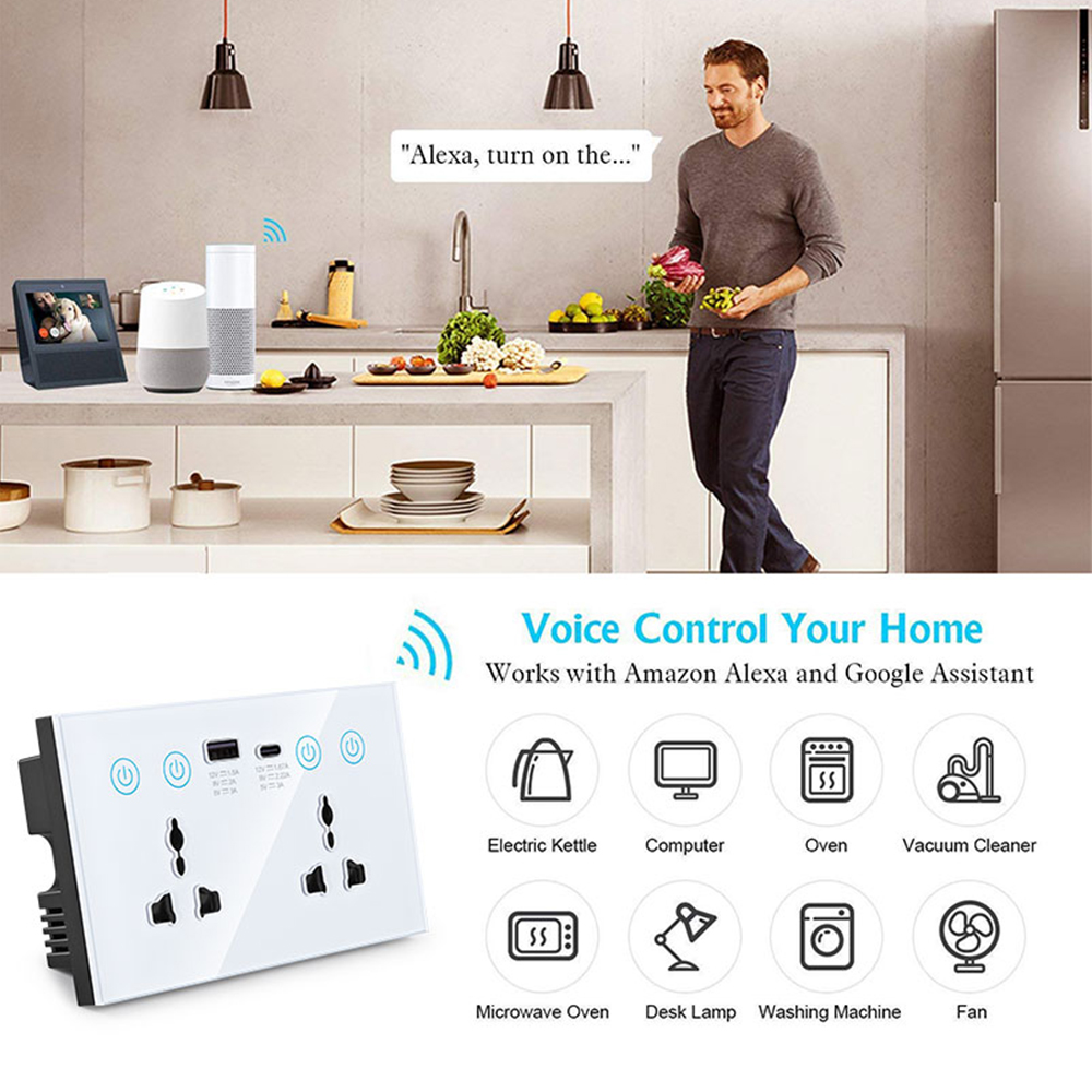 Type A+C WiFi Tuya Smart Life Smart Socket With 4 Gang Switch - Image 7