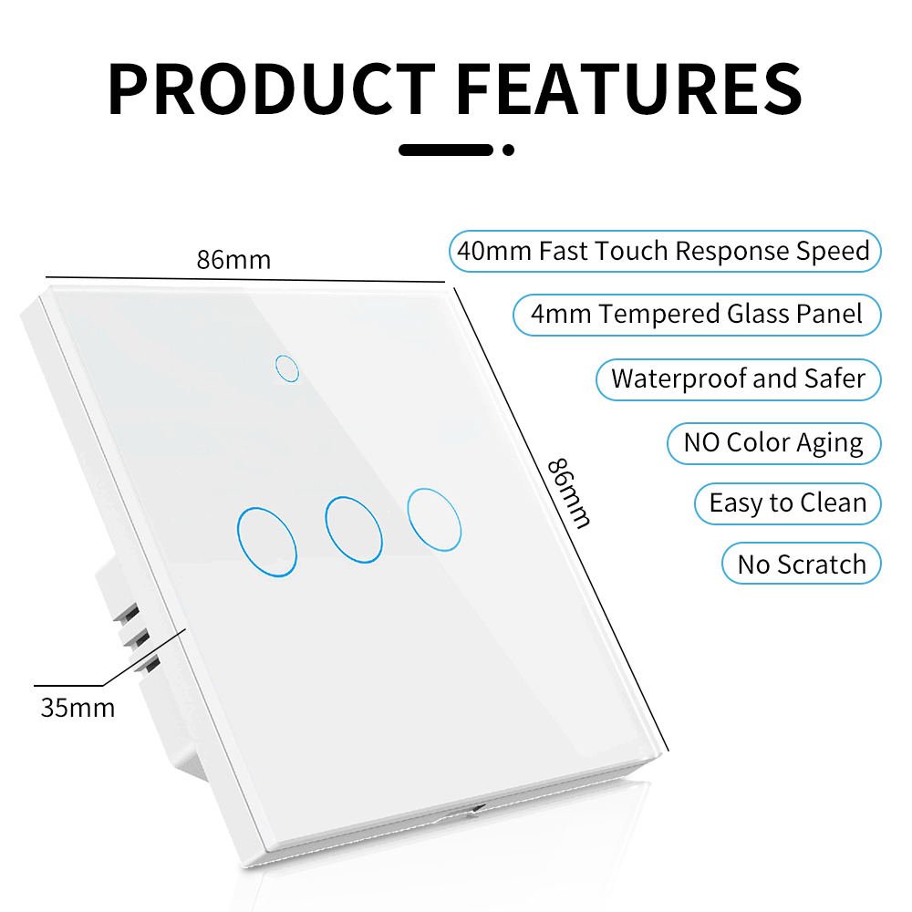 WiFi Bluetooth RF433 Tuya Smart Life Touch Smart Wall Switch - Image 3