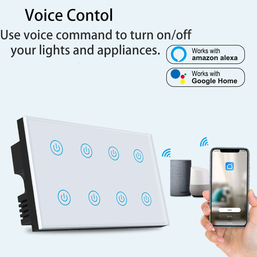 WiFi Bluetooth Tuya Smart Life Touch 8 Gang Smart Wall Switch - Image 4
