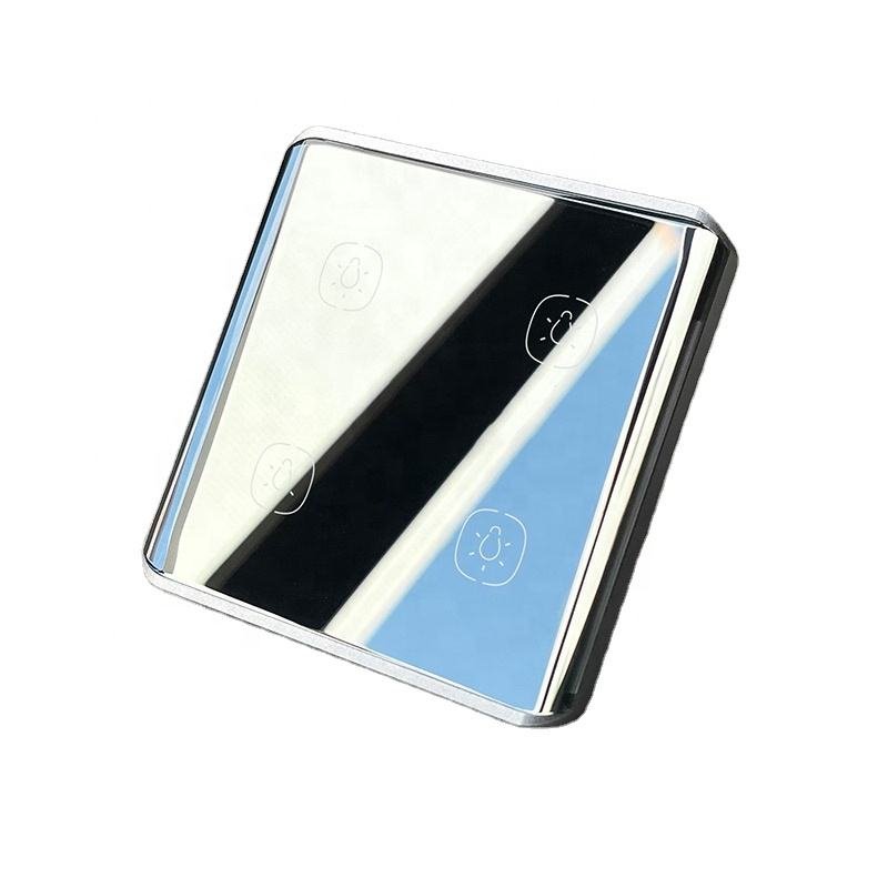 Smart Touch Tempered Glass Panel Metal Frame Wall Light Switch